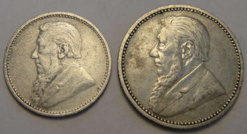 Paul Kruger ZAR : Tickey (3d) and Sixpence (6d) of 1895