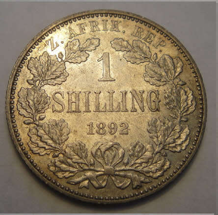 Paul Kruger ZAR : One Shilling of 1892 (High Grade)