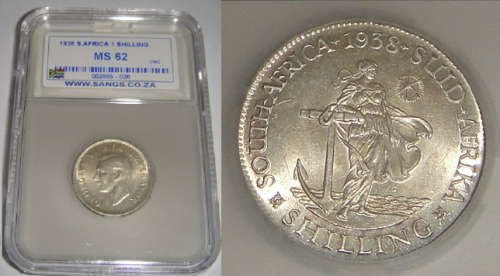 Union of South Africa : Shilling (1/-) of 1938 : Sangs graded MS 62
