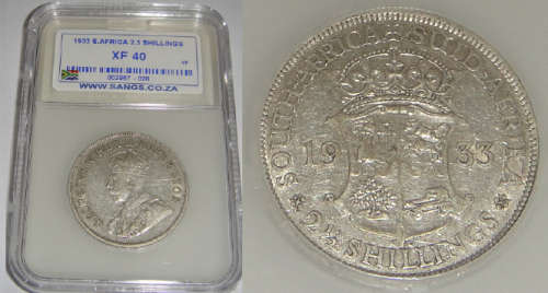 Union of South Africa : Half Crown (2/6-) of 1933 : Sangs graded XF 40