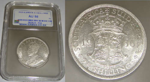 Union of South Africa : Half Crown (2/6-) of 1936 : Sangs graded AU 58