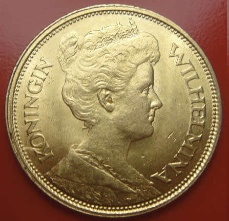 Netherlands: Queen Wilhelmina : GOLD 5-Gulden of 1912 (Coin 2 of 2)