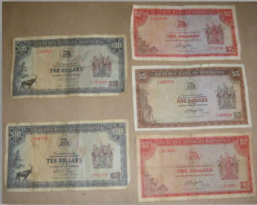 Rhodesia : Collection of Bank Notes of the 1970s