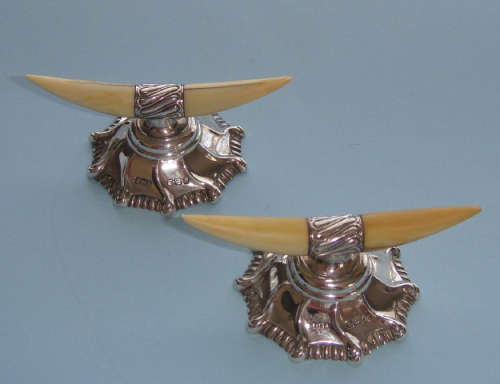 Edwardian Antique Silver Knife Rests by James Dixon, Sheffield 1909