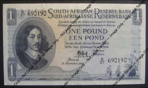 Union of South Africa : One Pound // Een Pond : 2 November 1949