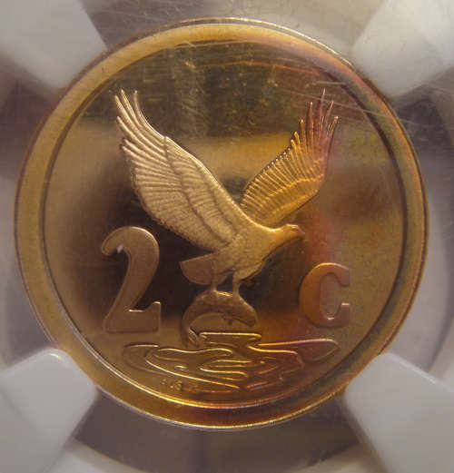 Republic of South Africa : Two Cent of 2000 (Old Coat of Arms) : PF 69 RB ULTRA CAMEO