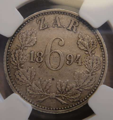 Paul Kruger Z.A.R. : Sixpence (6d) of 1894 : NGC graded XF 45