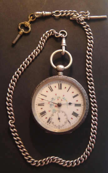 Large Antique Mens SILVER Pocket Watch