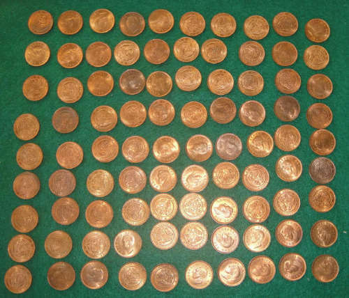 Union of South Africa : Ninety (90) Brilliant Uncirculated Farthings of 1950