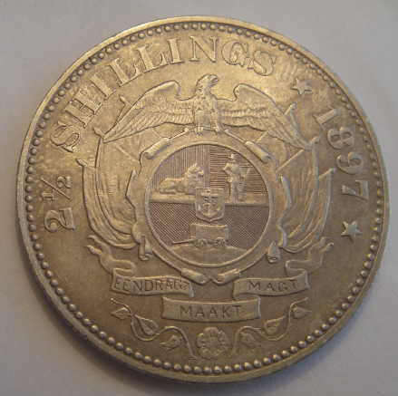 Paul Kruger ZAR : Half Crown of 1897 (almost mint state)