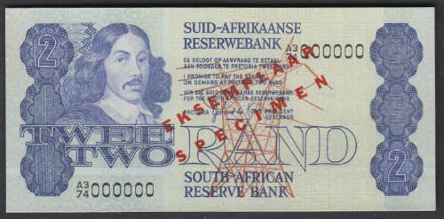 Republic of South Africa : SPECIMEN A3/74 R2 note of 1981