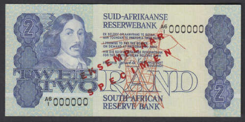 Republic of South Africa : SPECIMEN A6/1 R2 note of 1981