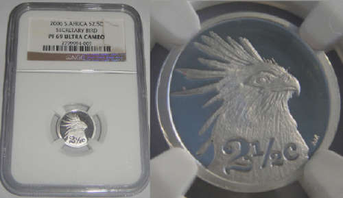 Silver Tickey (2.5c) of 2006 (Secretary Bird) : NGC graded PF 69 Ultra Cameo