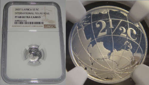 Silver Tickey (2.5c) of 2007 (International Polar Year) : NGC graded PF 68 Ultra Cameo