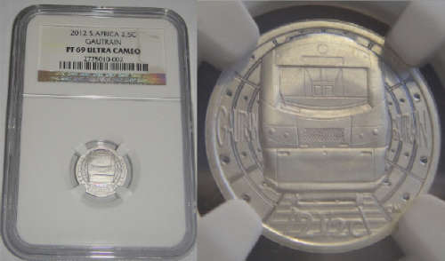 Silver Tickey (2.5c) of 2012 (Gautrain) : NGC graded PF 69 Ultra Cameo