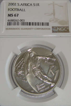 Republic of South Africa : Silver R1 of 2002 (Football) : NGC graded MS 67