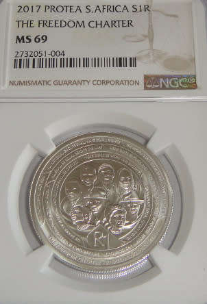 Republic of South Africa: Silver R1 of 2017 (Freedom Charter) NGC graded MS 69
