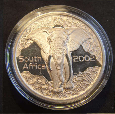 Republic of South Africa: Proof 1 Ounce Silver 20c (Elephant) of 2002