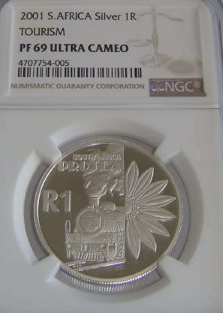 Republic of South Africa : Silver R1 of 2001 (Tourism): NGC graded PF 69 Ultra Cameo