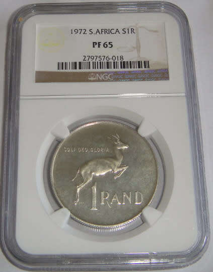 Republic of South Africa : Silver R1 of 1972 : NGC graded PF 65