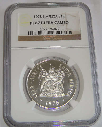 Republic of South Africa : Silver R1 of 1978 : NGC graded PF 67 Ultra Cameo