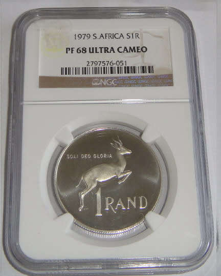 Republic of South Africa : Silver R1 of 1979 : NGC graded PF 68 Ultra Cameo