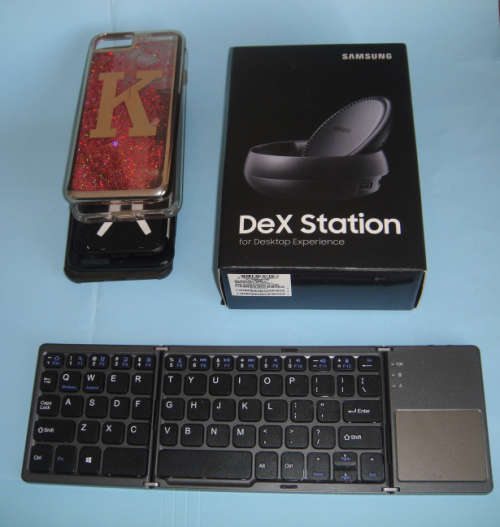 Samsung Dex Station, fold up X-Folding Touch Pro and some Cellphone Covers