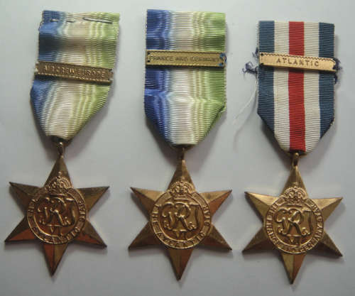 World War II : 2 x Atlantic Star with France and Germany Star