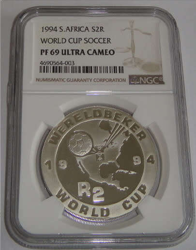 Proof Silver R2 Crown of 1994 (World Cup Soccer) : NGC graded PF69 Ultra Cameo