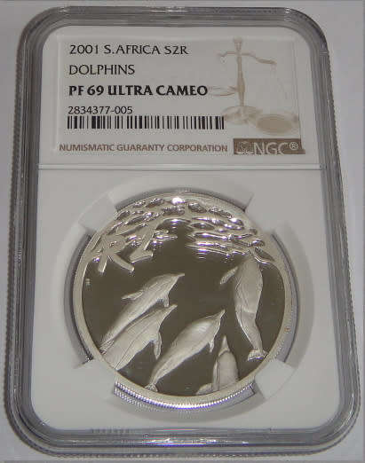 Proof Silver R2 Crown of 2001 (Dolphins) : NGC graded PF69 Ultra Cameo