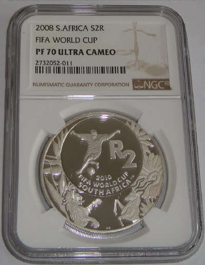 Proof Silver R2 Crown of 2008 (FIFA World Cup) : NGC graded PF70 Ultra Cameo