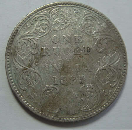 India : Queen Victoria : Silver One Rupee of 1885