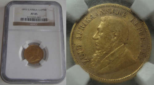 Paul Kruger ZAR : GOLD HALF POND of 1895: NGC graded XF45