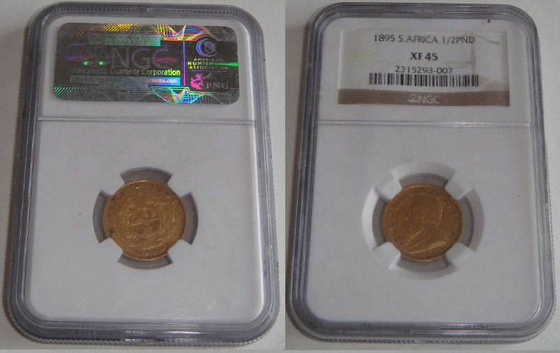 Paul Kruger ZAR : GOLD HALF POND of 1895: NGC graded XF45