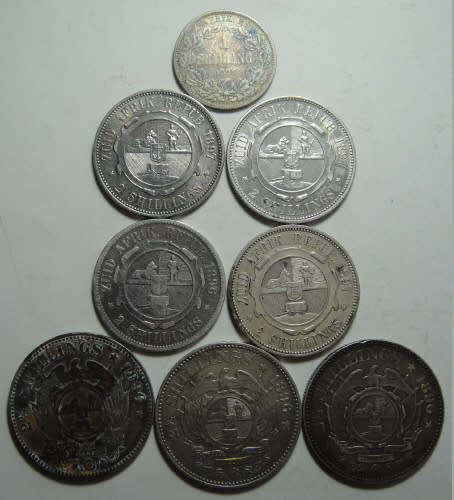 Paul Kruger ZAR: Collection of Cleaned & Details Two Shillings and Half Crowns