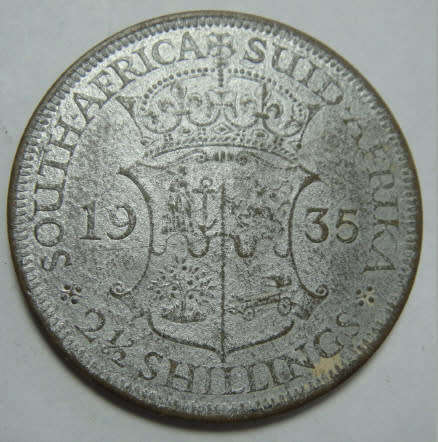 Union of South Africa : FIBRE Half Crown (2/6-) of 1935