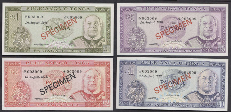 Specimen Bank Note Set of Tonga of 1978