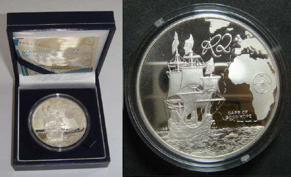 Republic of South Africa: Silver Proof R2 Crown of 2009 (Maritime History)