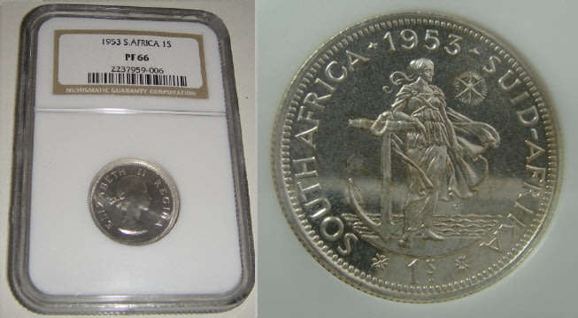 Union of South Africa: Shilling of 1953: NGC graded PF 66