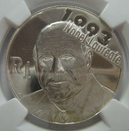 Republic of South Africa: Silver R1 of 2007 (FW de Klerk) : NGC graded MS 65