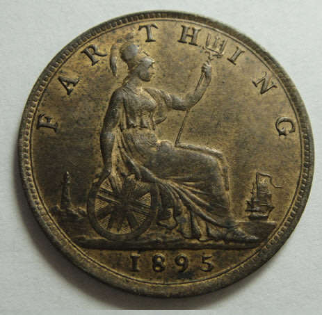Great Britain: Victorian Quarter Penny (Farthing) of 1895 (Mint State)