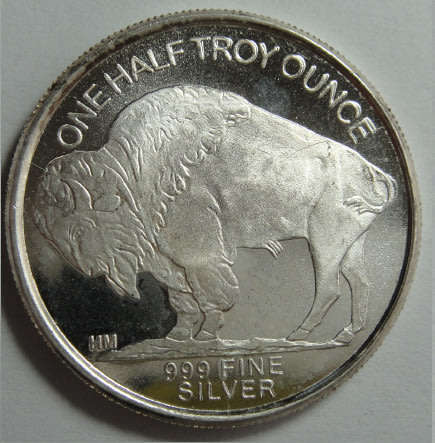 Indian Head / Buffalo,  Half Troy Ounce .999 Silver Coin