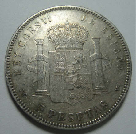 Spain: Alfonso XIII, Silver 5 Pesetas of 1898