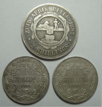 Paul Kruger ZAR: Two Shillings of 1894 & 1896 plus a 2-Shillings of 1892