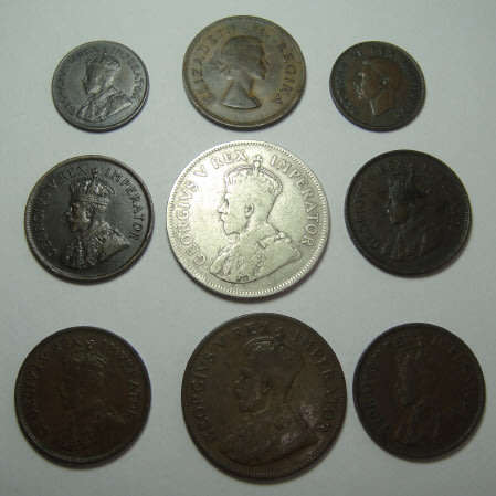 Union of South Africa: Collection of Copper Coins plus Half Crown of 1924