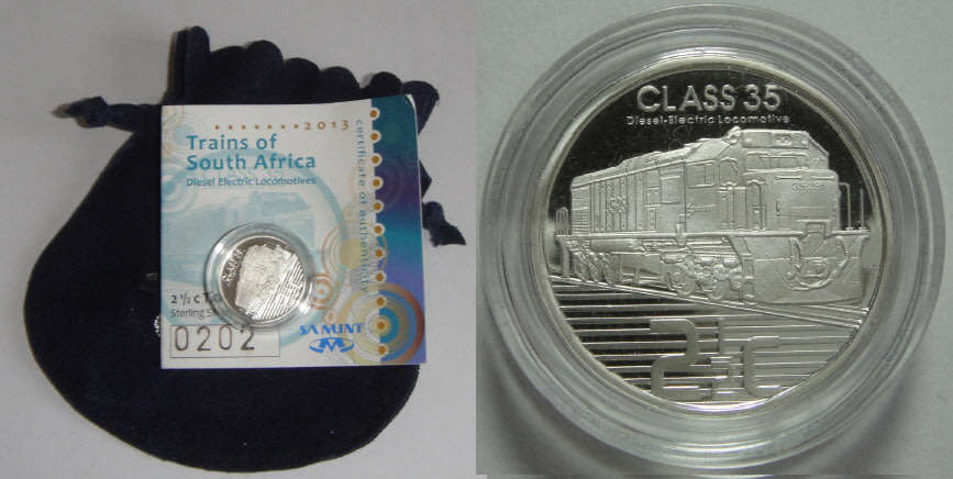 Republic of South Africa: Silver Proof Tickey of 2013 (Class 33 Diesel Electric Locomotive)