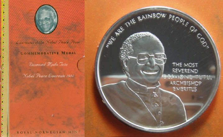 Mint of Norway: One Ounce (1 Oz) Silver Proof Medallion of Desmond Tutu (Nobel Peace Prize)