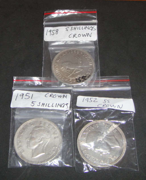 Union of South Africa: Collection of 3 Crowns (1951, 1952 & 1958)