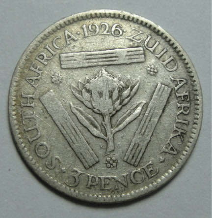 Union of South Africa: Silver Tickey (Threepence) of 1926