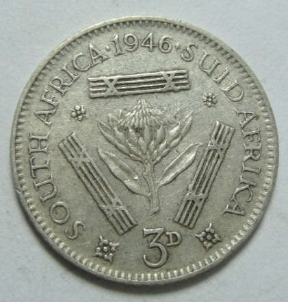 Union of South Africa: Silver Tickey (Threepence) of 1946